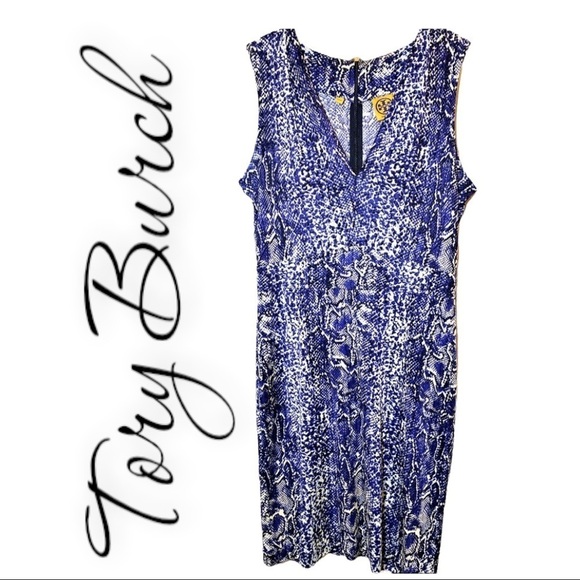 TORY BURCH 100% SILK CARLY SNAKEPRINT SLEEVELESS COCKTAIL DRESS, Size Medium - Picture 8 of 9
